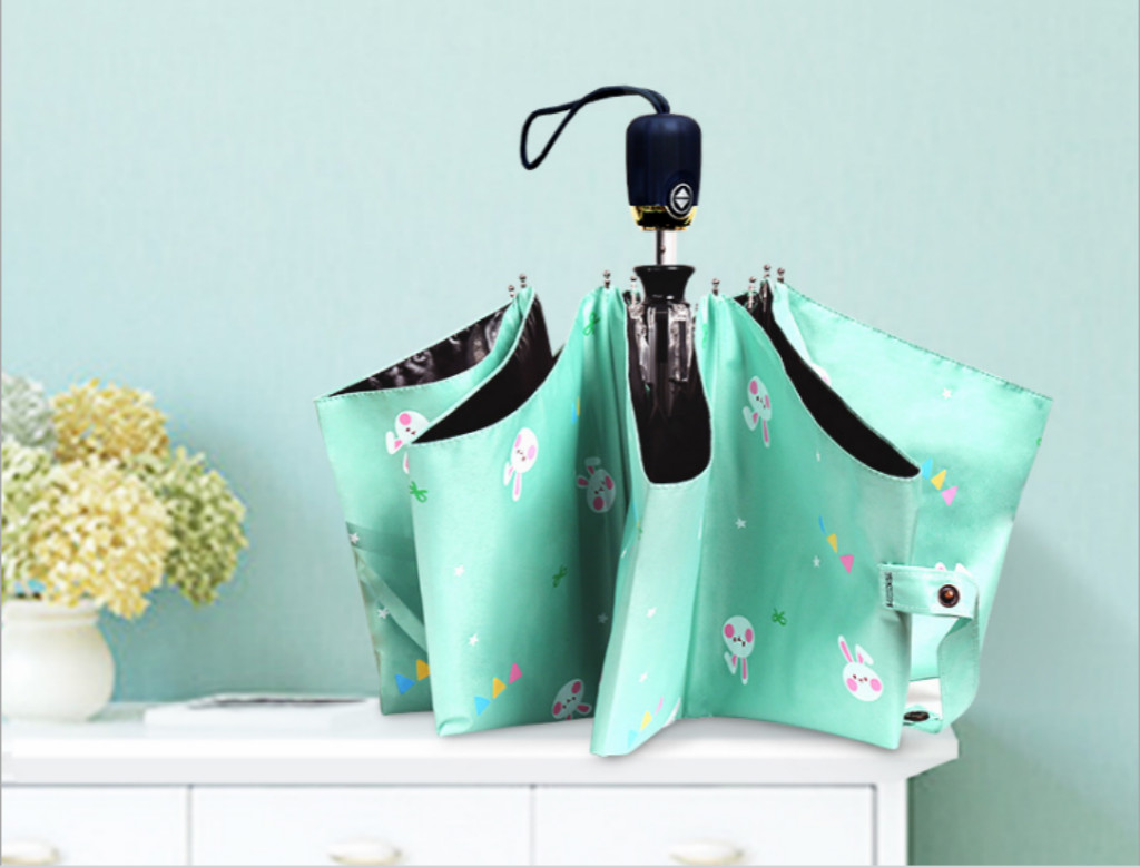 04自動(dòng)雨傘女清新呆萌學(xué)生遮陽(yáng)傘黑膠防紫外線