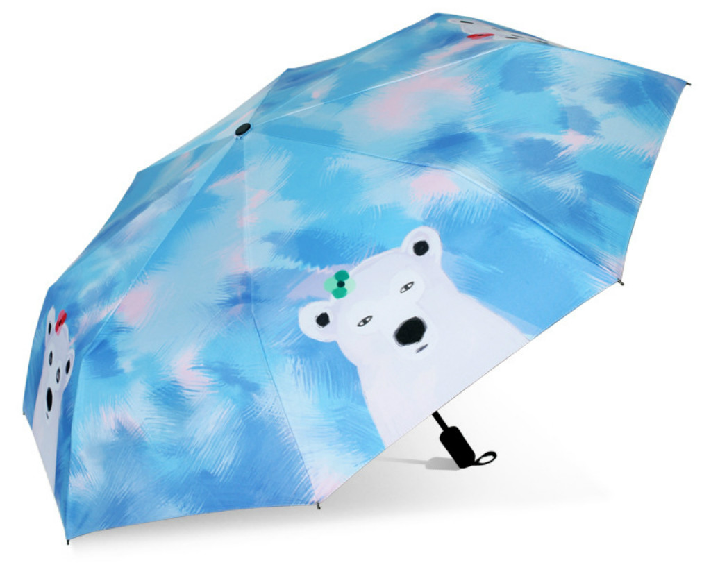 04可愛(ài)呆呆熊三折晴雨傘防紫外線防曬創(chuàng)意傘